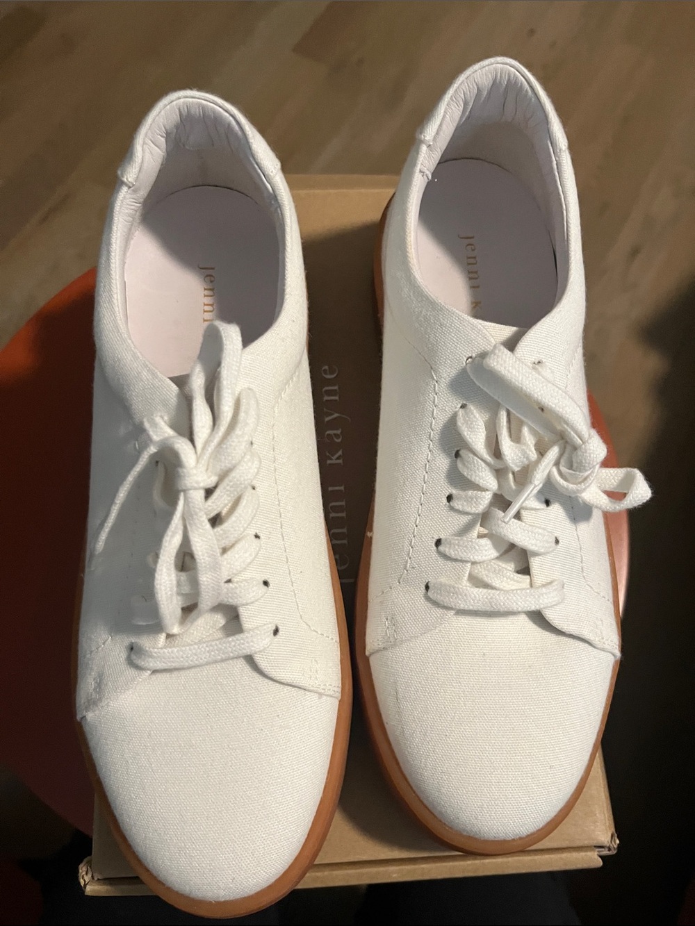 Jenni Kayne White Canvas Low-Top Sneakers with Gum Sole